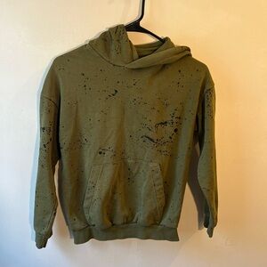H&M Olive Hoodie with Black Splatter